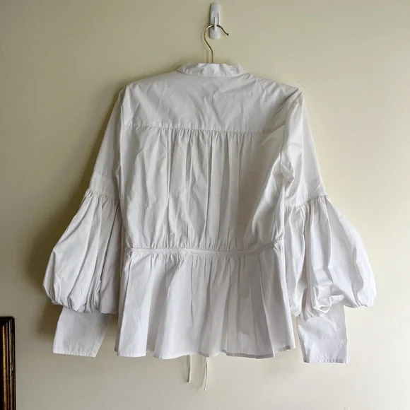 NWOT Rosie Assoulin Balloon Lantern Sleeve Blouse 0 - Picture 4 of 6